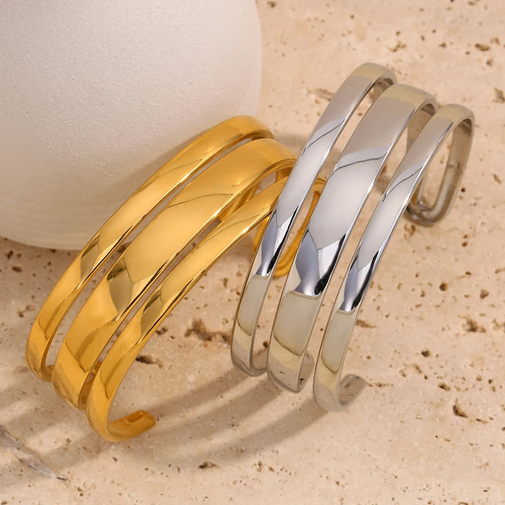 Elegant Wide Face Triple Layer Bracelet