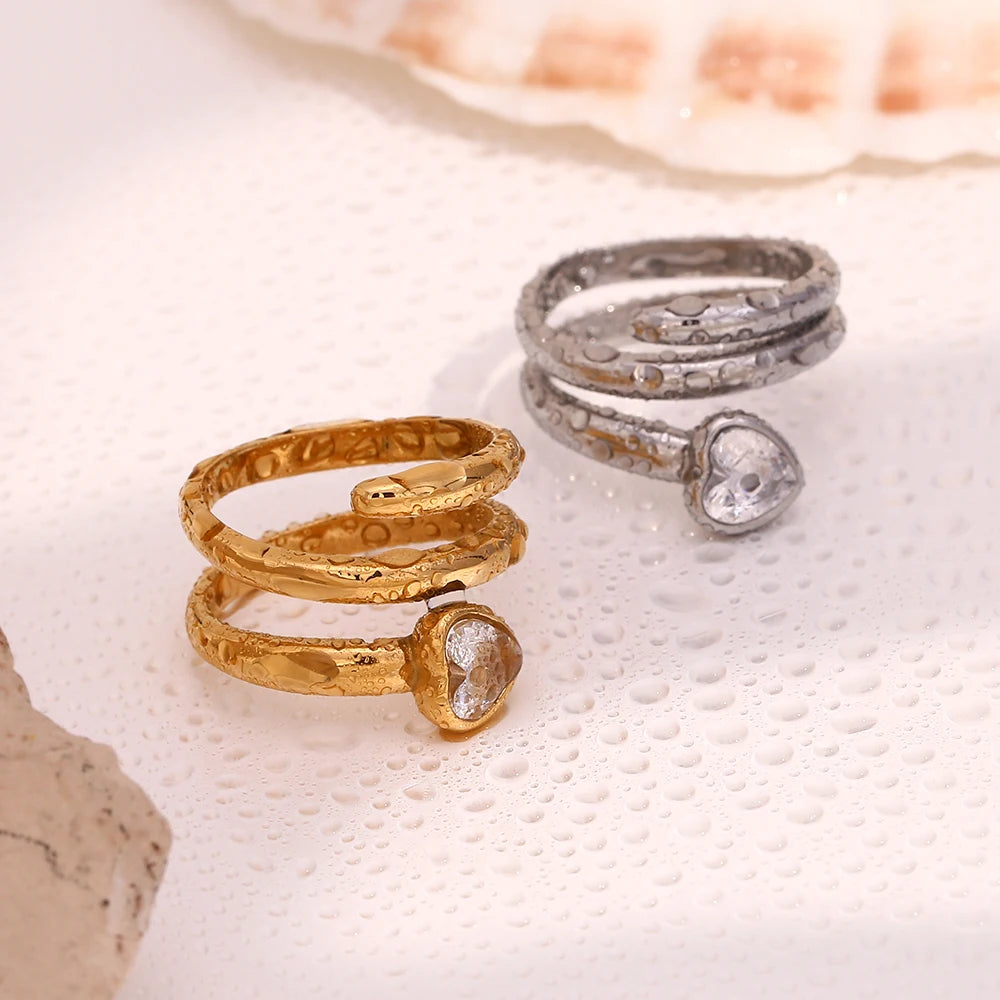 Snake Head Double Layer Heart Ring