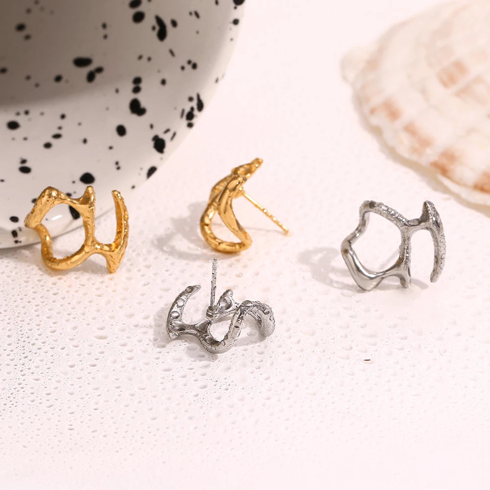 Symmetric Abstract Mask Stud Earrings