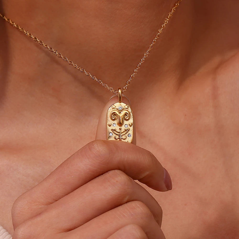 Elegant Zodiac Sign Pendant Necklaces