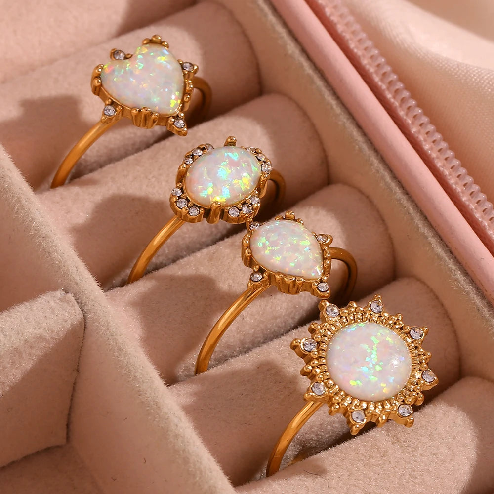 Opal Gold Plated Adjustable Rings