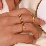 Elegant Gold Plated Bridal Rings with Rhinestones