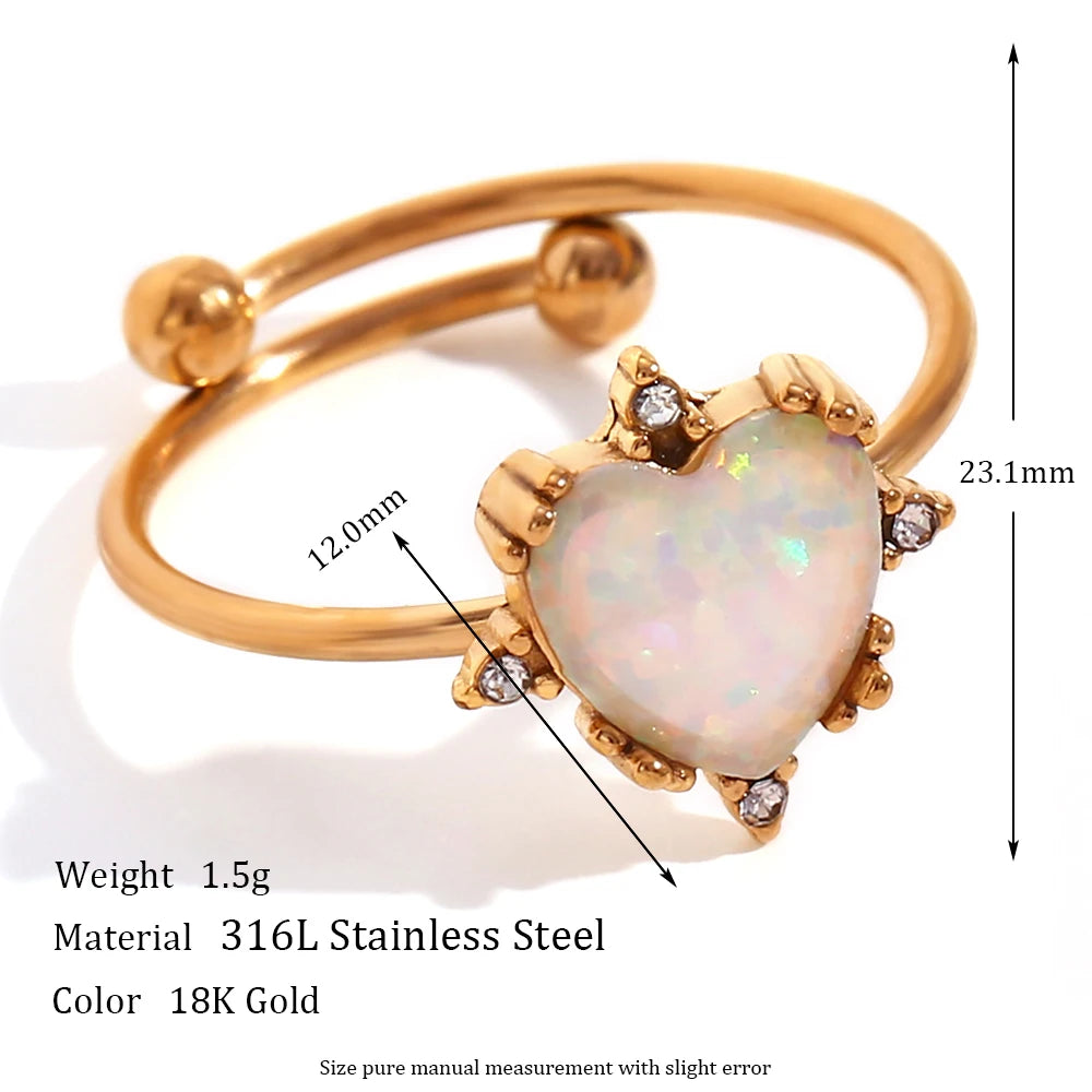 Opal Gold Plated Adjustable Rings