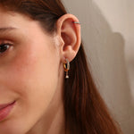 Charming Heart Pendant Rhinestone Hoop Earrings