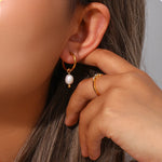 Minimalist Pearl Hoop Earrings