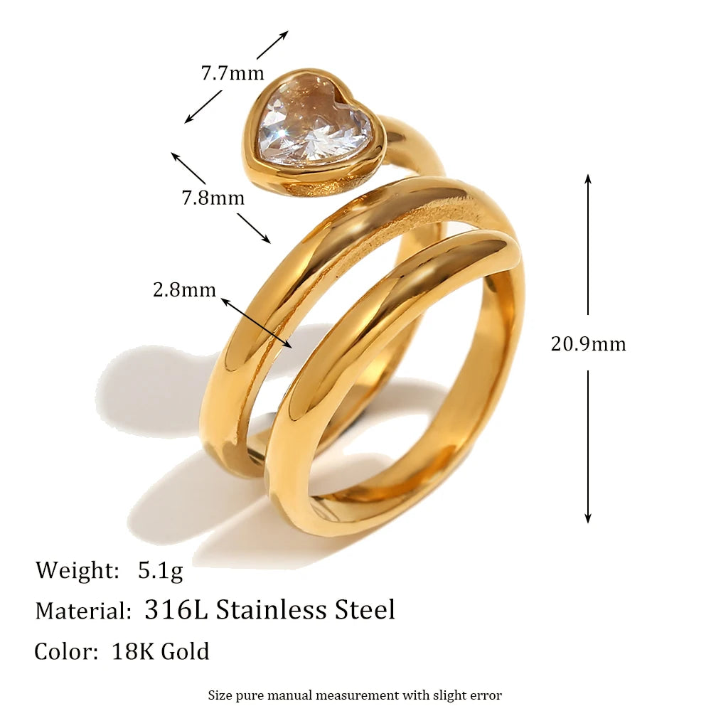 Snake Head Double Layer Heart Ring