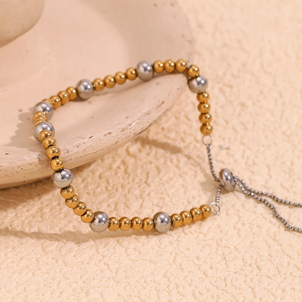 Double Color Beads Adjustable Bracelet