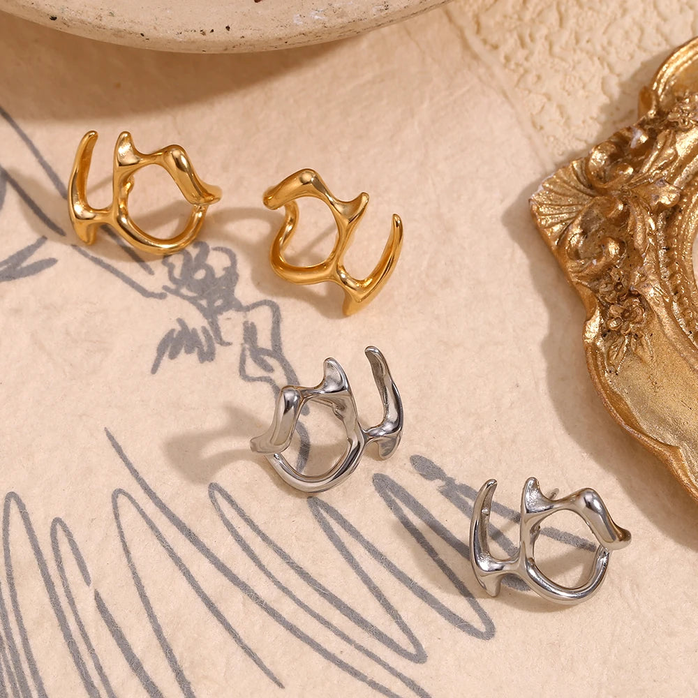 Symmetric Abstract Mask Stud Earrings