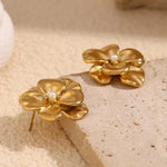 Double Layered Pearl Petal Earrings