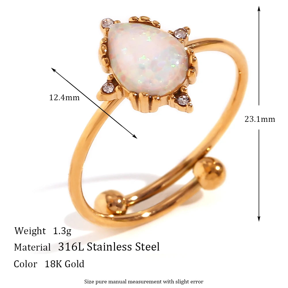 Opal Gold Plated Adjustable Rings