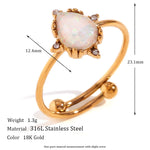 Opal Gold Plated Adjustable Rings