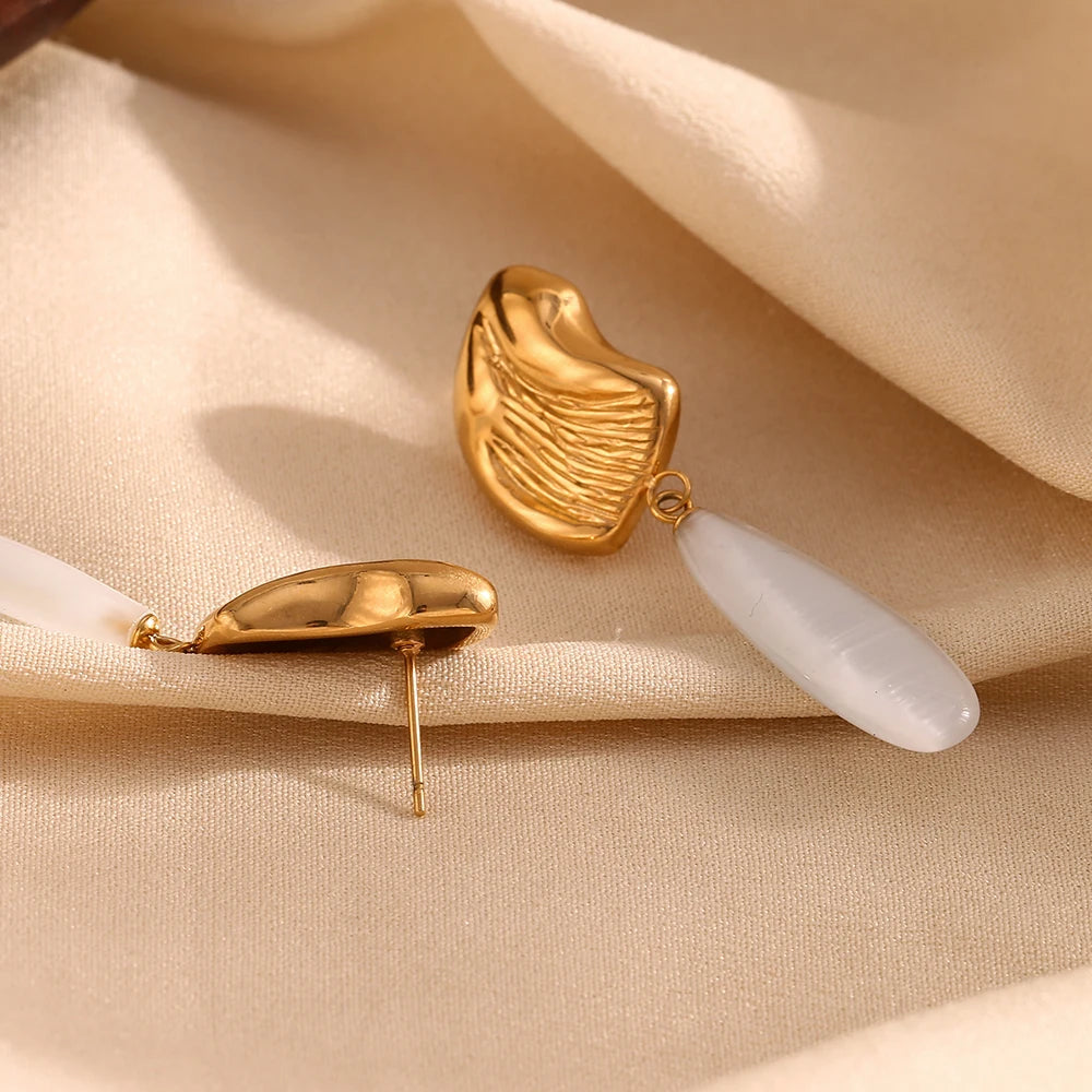 Irregular Water Droplet 18K Gold Earrings