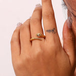 Crystal Eye Gold Snake Ring