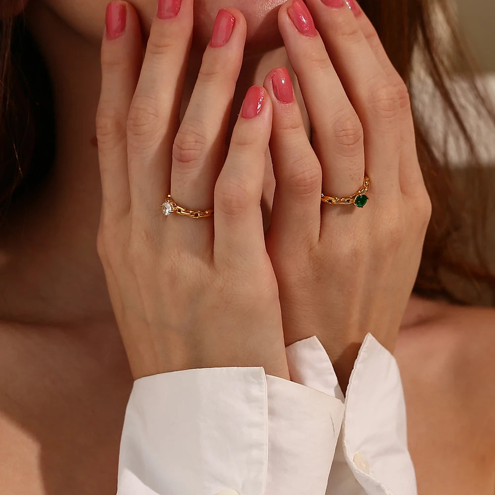 Exquisite Rhinestone Chain Ring