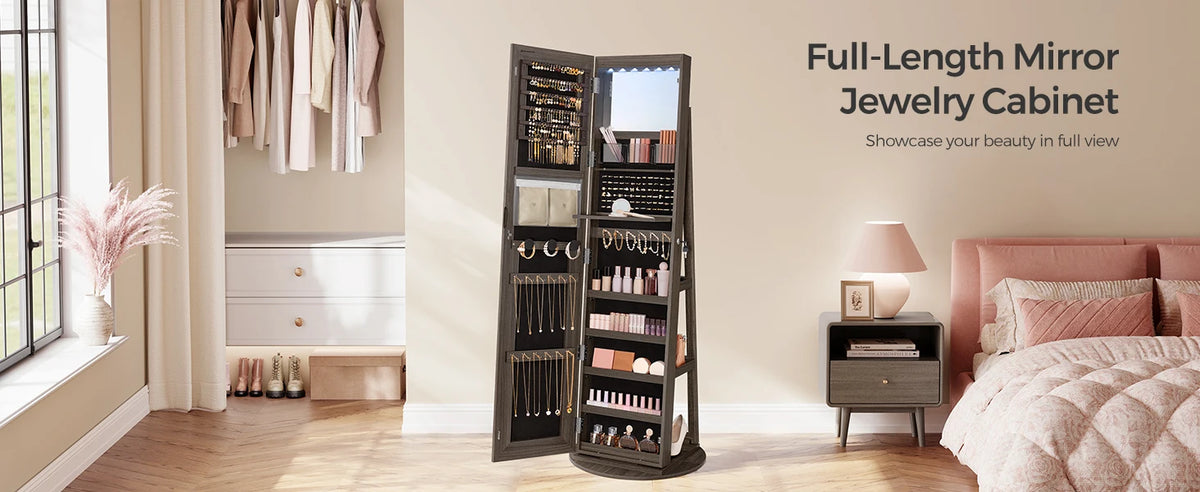 Luxurious LED Mirror Jewelry Cabinet