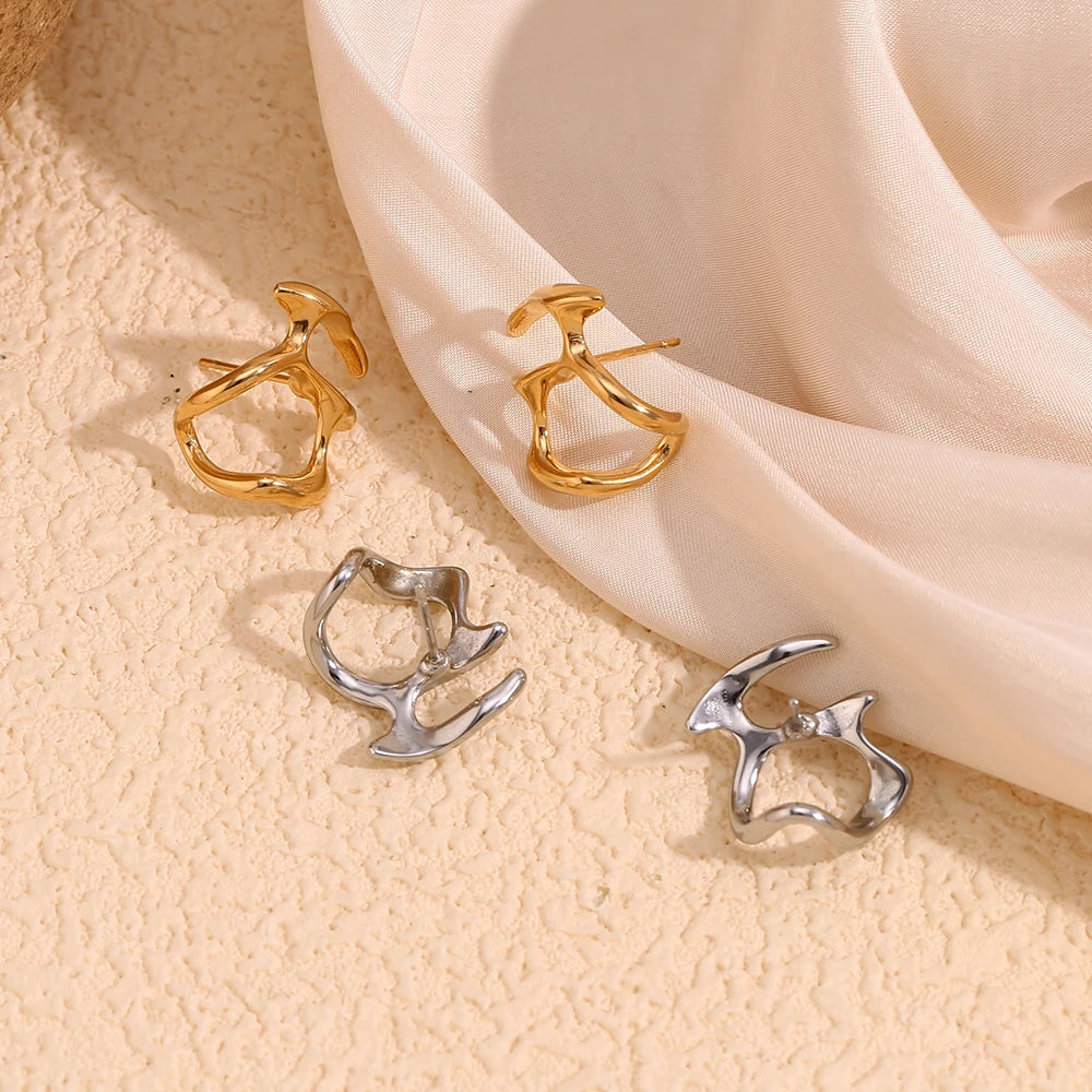 Symmetric Abstract Mask Stud Earrings