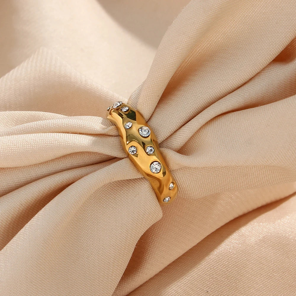 Elegant Gold Plated Snake Crystal Ring