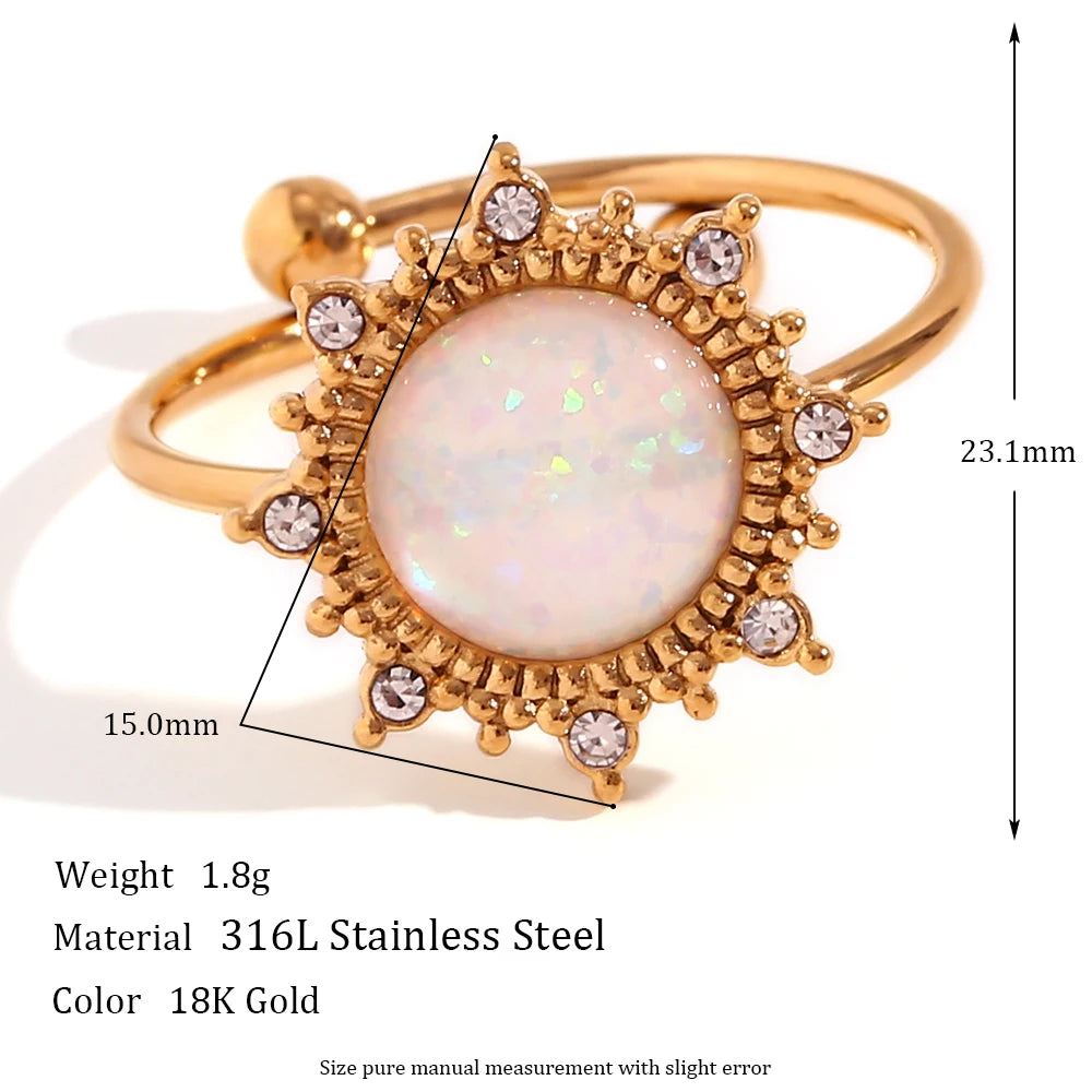 Opal Gold Plated Adjustable Rings