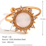 Opal Gold Plated Adjustable Rings