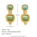 Vintage Green Gemstone Stud Earrings