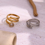 Snake Head Double Layer Heart Ring