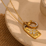 Rectangle Horse Hoof Heart Pendant Necklace