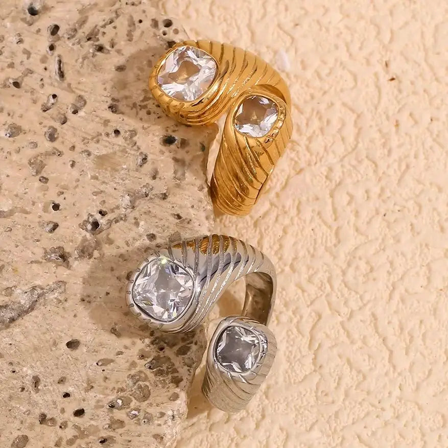 Hypoallergenic Double End Zircon Ring