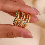 Elegant Gold Plated Bridal Rings with Rhinestones