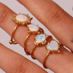 Opal Gold Plated Adjustable Rings