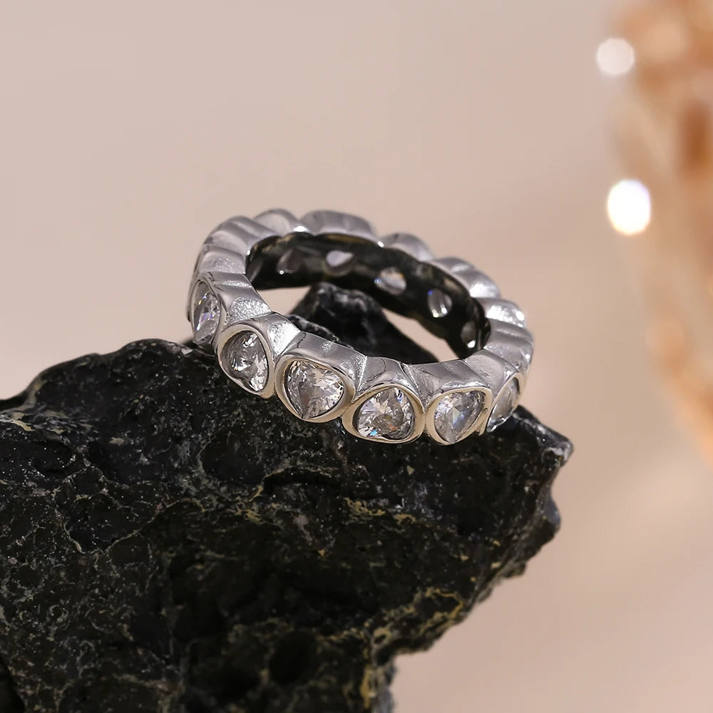 Heart Shape Rhinestone Ring 18k Gold Plated Jewelry