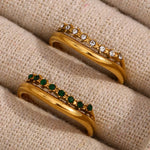Elegant Gold Plated Bridal Rings with Rhinestones