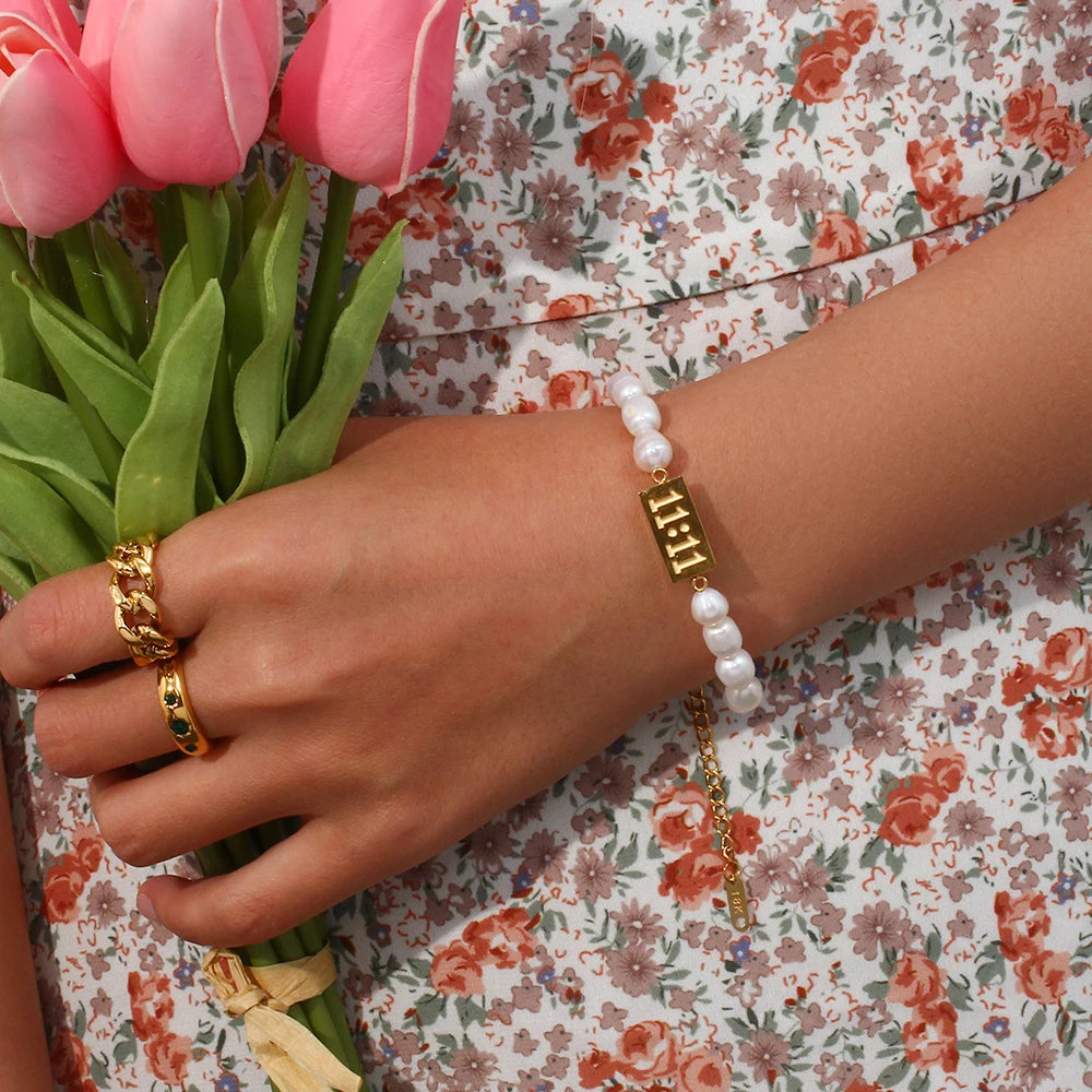 11:11 Angel Number Freshwater Pearl Bracelet
