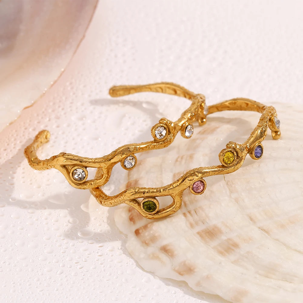 Elegant Plant Branch Rhinestone Bracelet