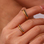 Elegant Gold Plated Bridal Rings with Rhinestones