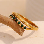 Elegant Gold Plated Bridal Rings with Rhinestones