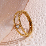 Elegant Double Layer Rhinestone Ring