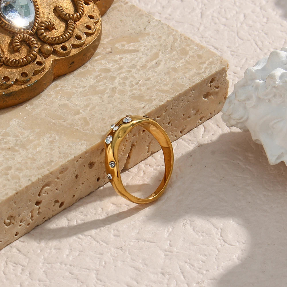 Elegant Gold Plated Snake Crystal Ring