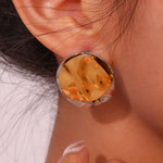 Vintage Two-Tone Circle Stud Earrings