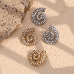 Spiral Vortex Pearl Earrings