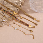 Double Sided Heart Snake Chain Layered Bracelet