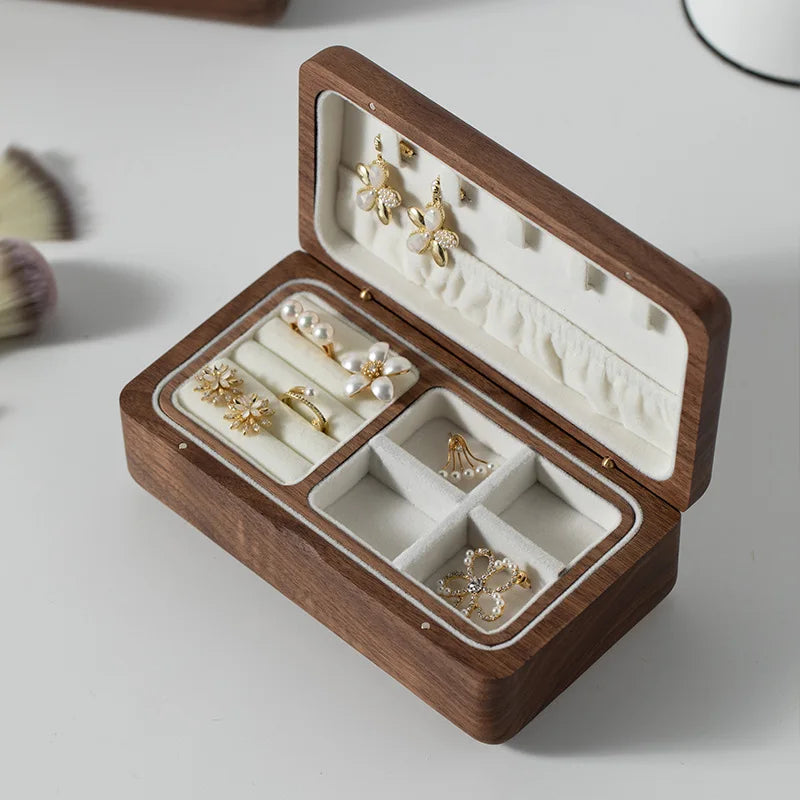 Double Layer Wooden Jewelry Organizer