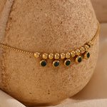 Luxurious Green Steel Ball Anklet