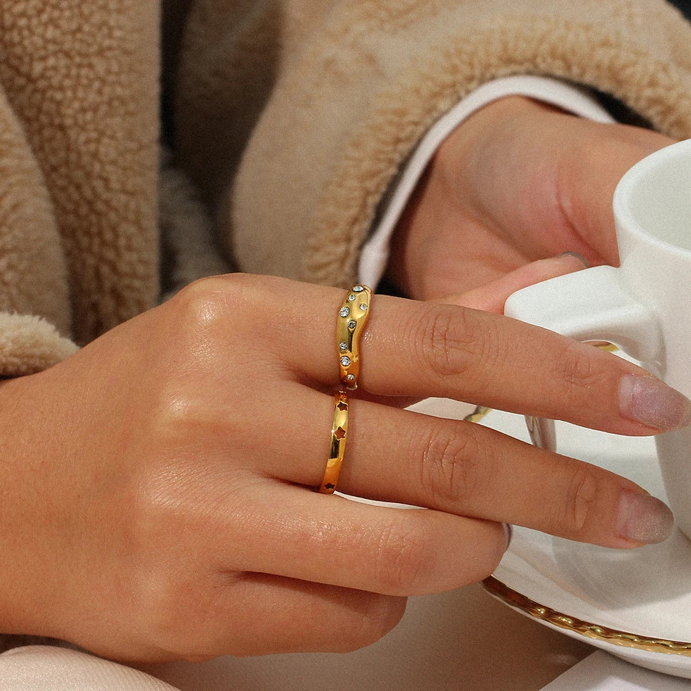 Elegant Gold Plated Snake Crystal Ring