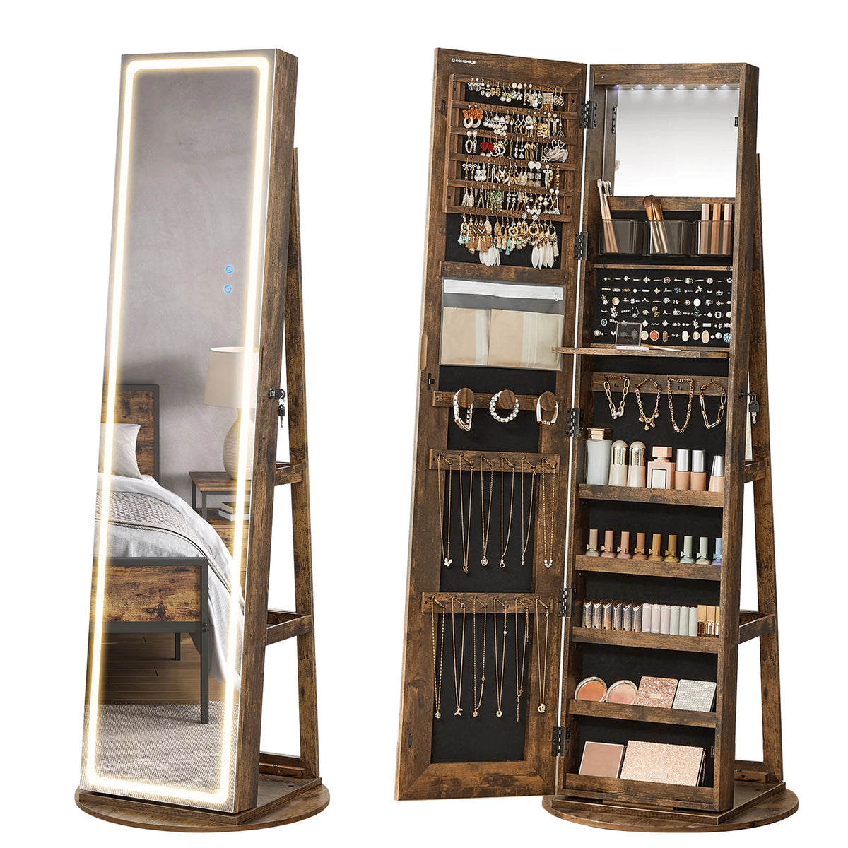 Luxurious LED Mirror Jewelry Cabinet