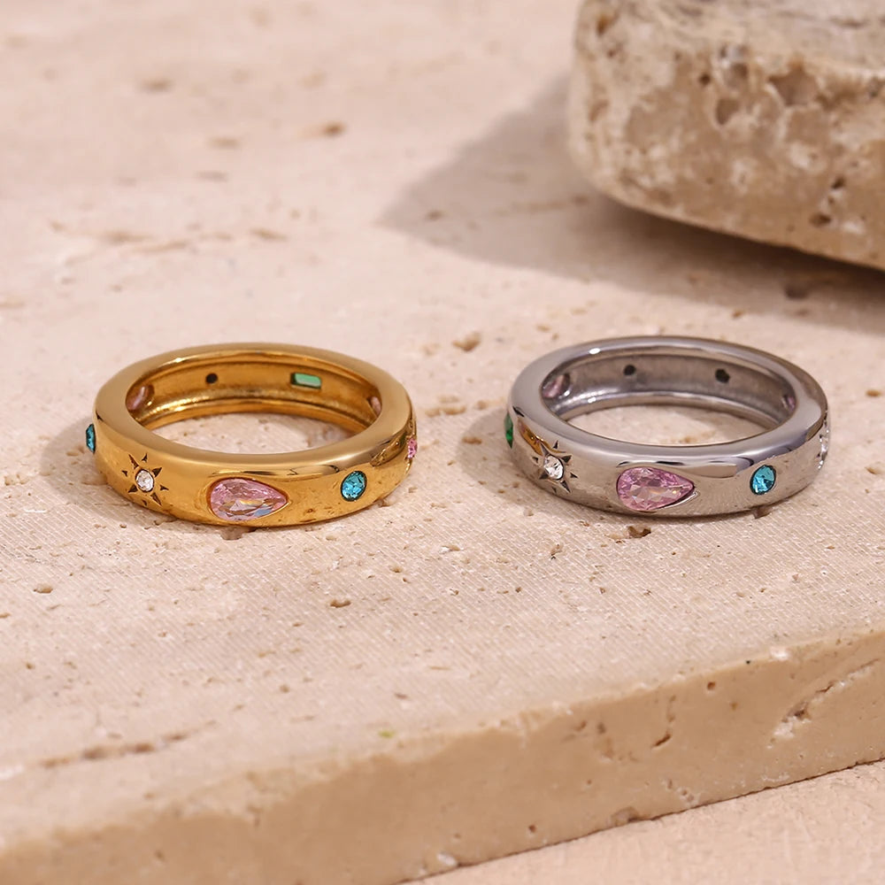 Water Droplet Zircon Ring