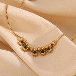 Luxurious Green Steel Ball Anklet