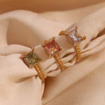 Four Corner Square Stone Ring