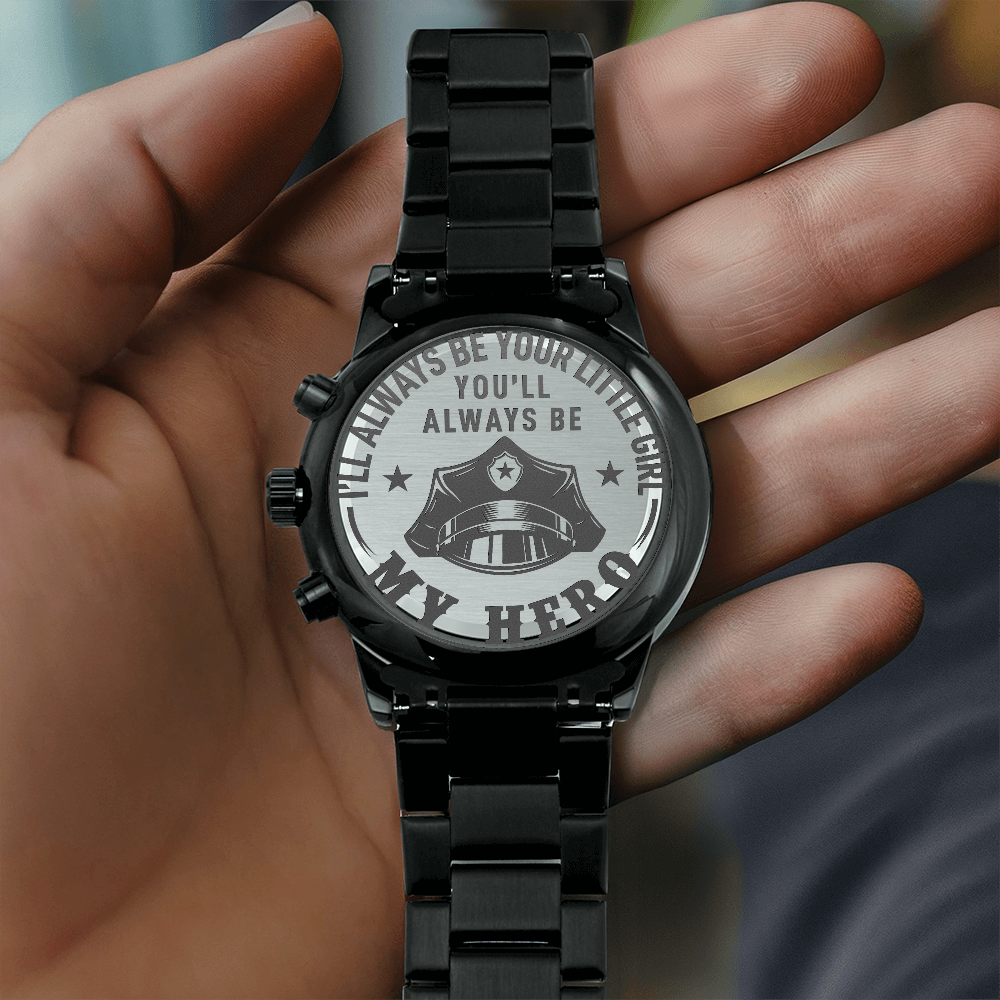 Black Chronograph Watch with Engraving | Police