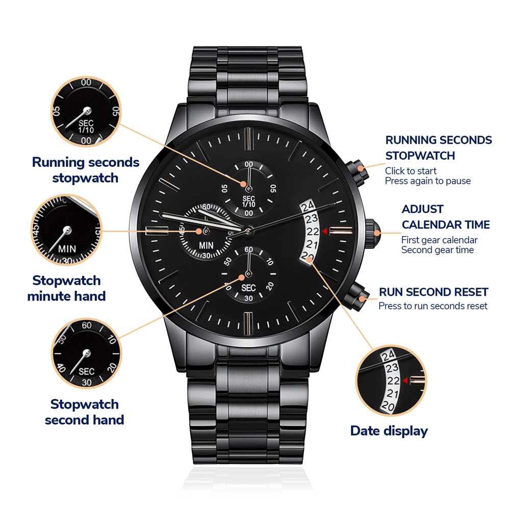 Black Chronograph Watch with Engraving | Police