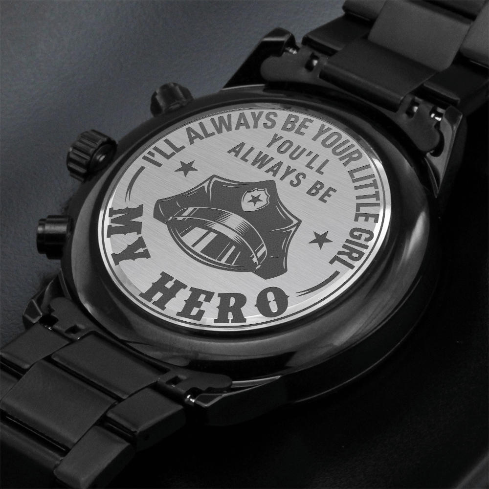 Black Chronograph Watch with Engraving | Police